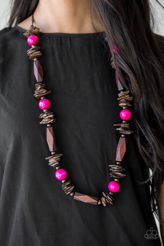 Cozumel Coast - Pink Wood Necklace