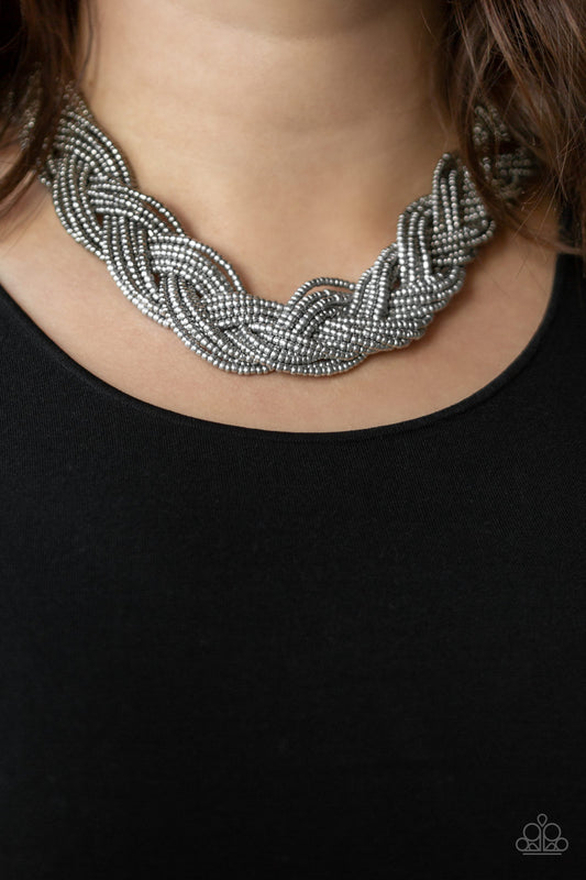 Brazilian Brilliance - Silver Seed Bead Necklace