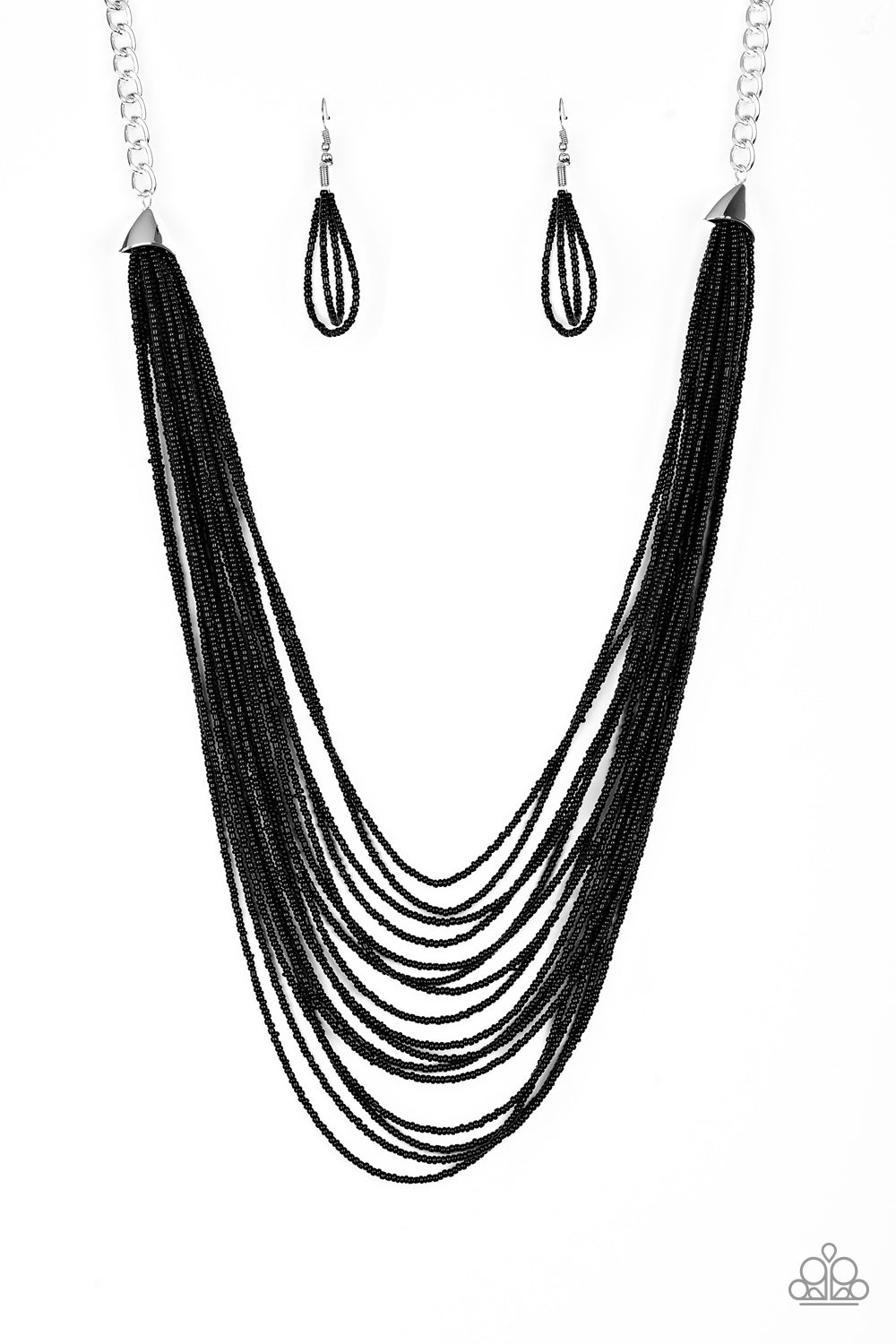 Peacefully Pacific - Black Seed Bead Necklace