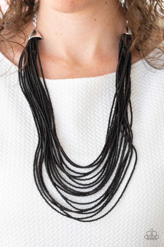Peacefully Pacific - Black Seed Bead Necklace