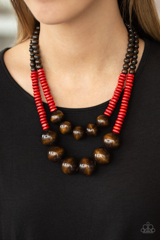 Cancun Cast Away - Red Wood Necklace