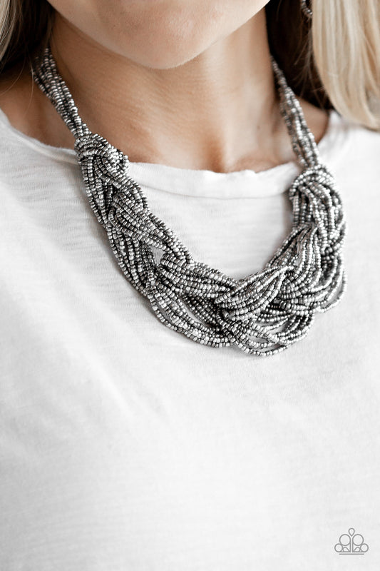City Catwalk - Silver Seed Bead Necklace