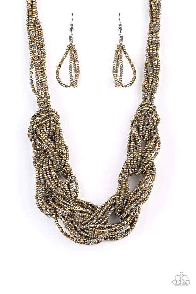 City Catwalk - Brass Seed Bead Necklace