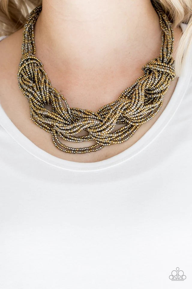 City Catwalk - Brass Seed Bead Necklace