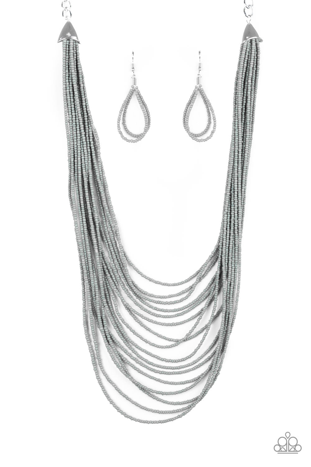 Peacefully Pacific - Silver Seed Bead Necklace