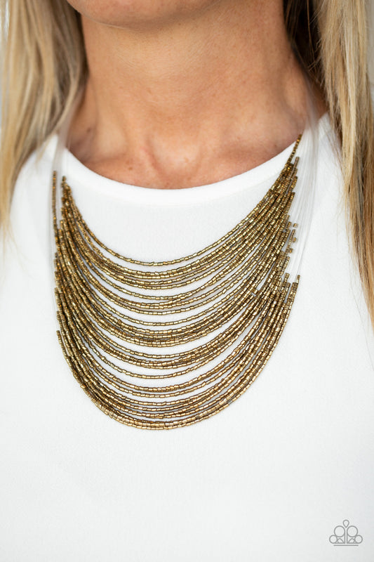 Catwalk Queen - Brass Seed Bead Necklace