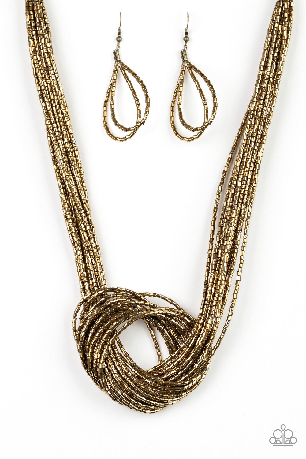 Knotted Knockout - Brass Seed Bead Necklace