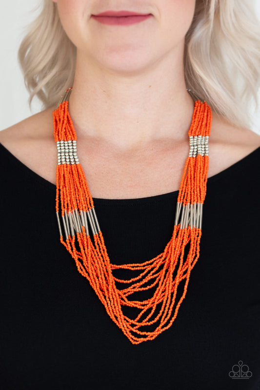 Let It BEAD - Orange Seed Bead Necklace