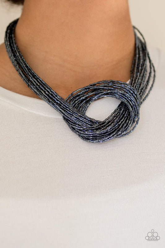 Knotted Knockout - Blue Seed Bead Necklace