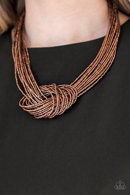 Knotted Knockout - Copper Seed Bead Necklace