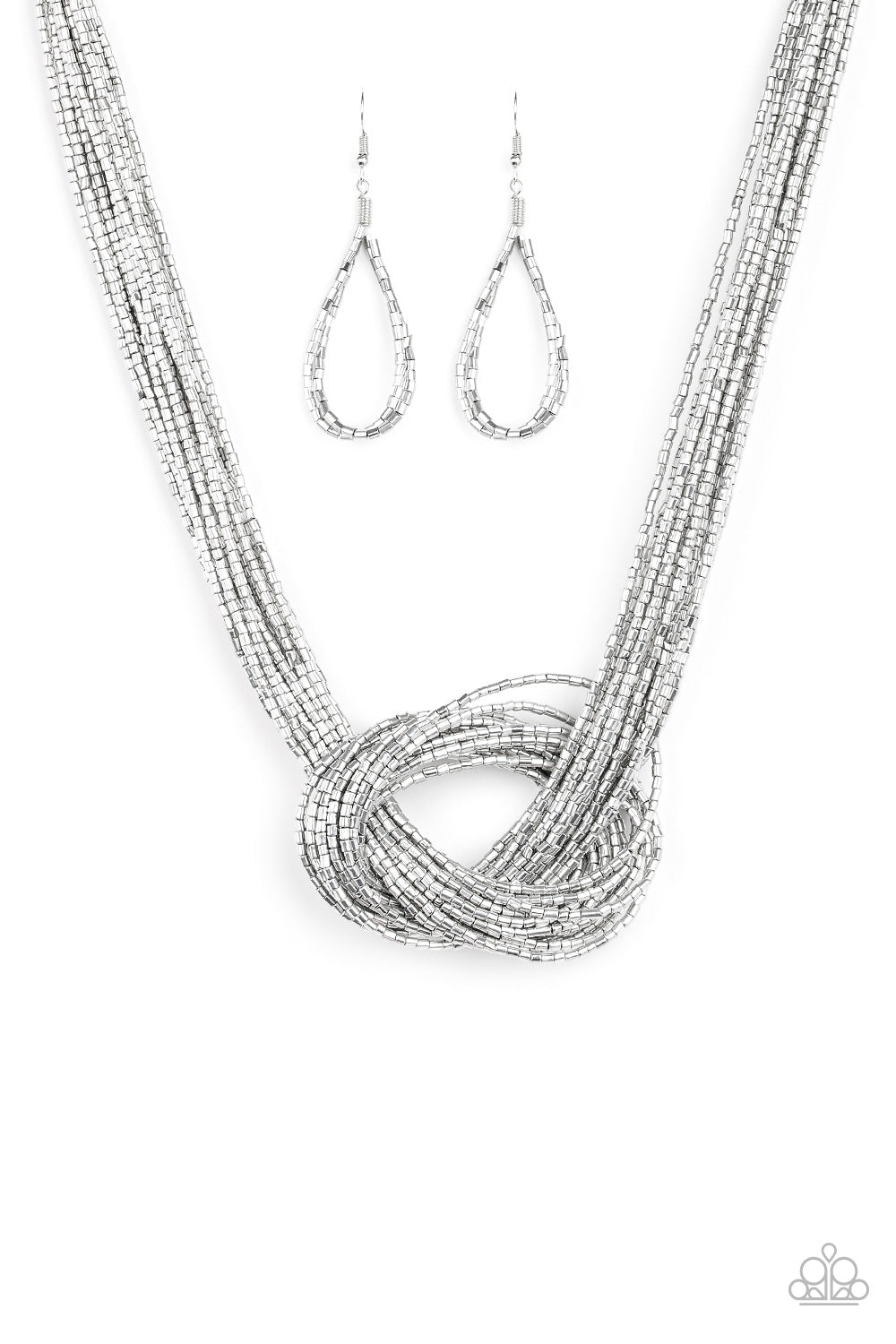Knotted Knockout - Silver Seed Bead Necklace