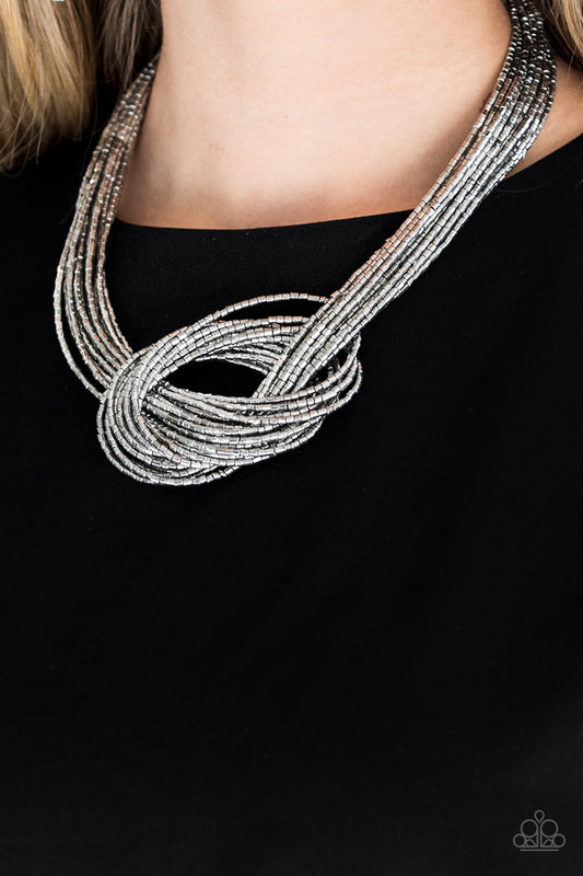 Knotted Knockout - Silver Seed Bead Necklace