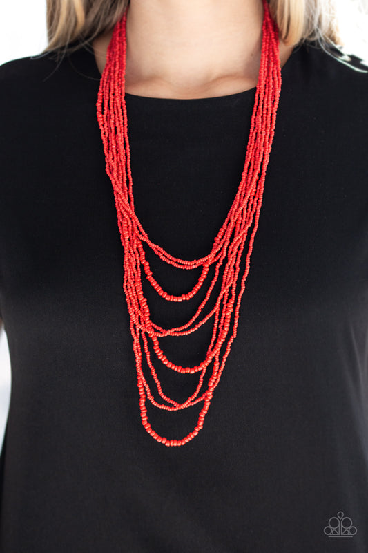 Totally Tonga - Red Seed Bead Necklace