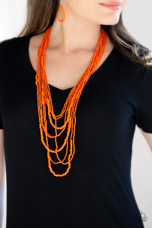 Totally Tonga - Orange Seed Bead Necklace