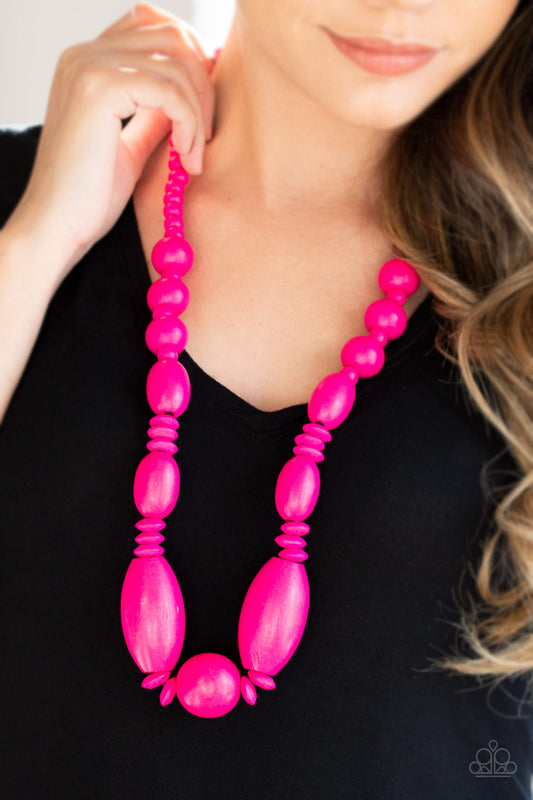 Summer Breezin - Pink Wood Necklace
