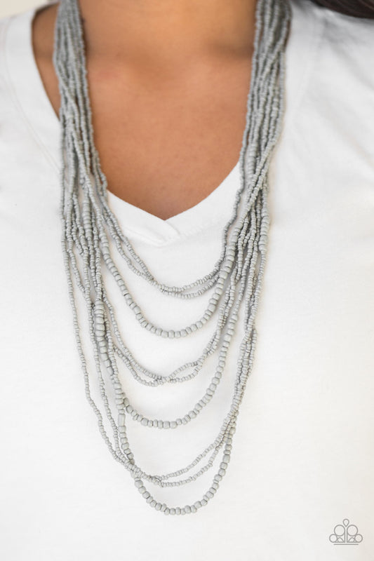 Totally Tonga - Silver Seed Bead Necklace