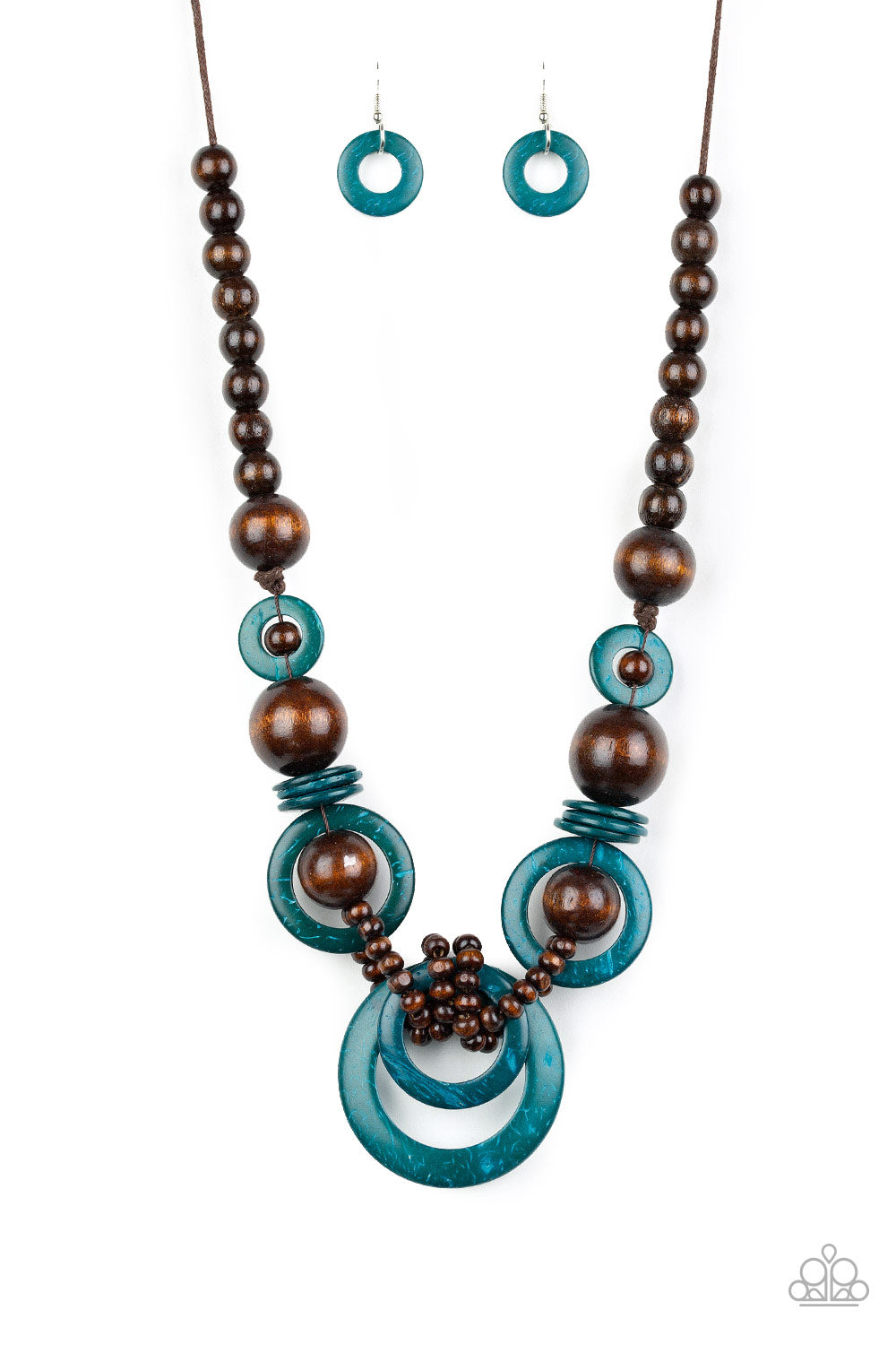 Boardwalk Party - Blue Wood Necklace