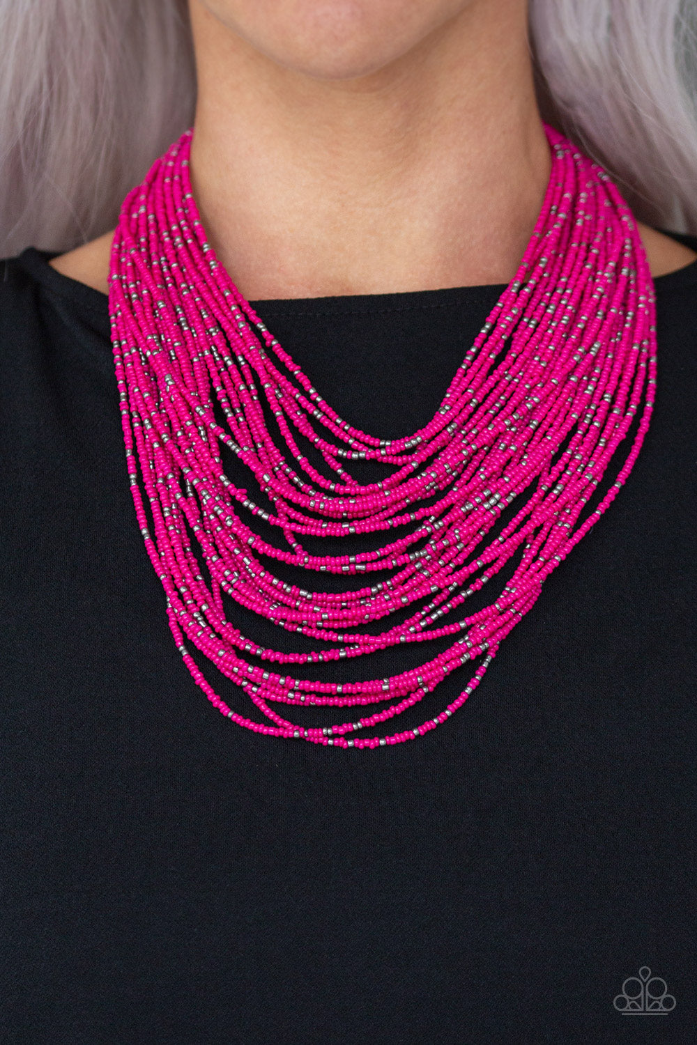 Rio Rainforest - Pink Seed Bead Necklace