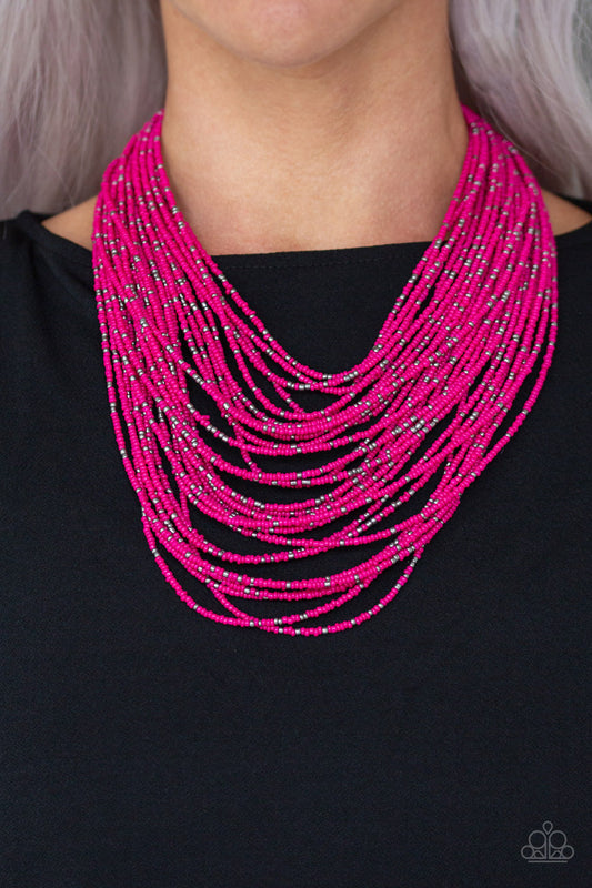Rio Rainforest - Pink Seed Bead Necklace