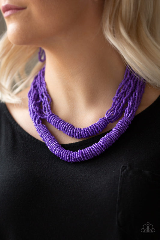 Right As RAINFOREST - Purple Seed Bead Necklace