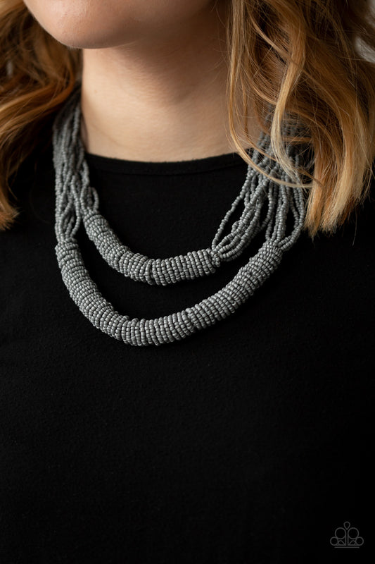 Right As RAINFOREST - Silver Seed Bead Necklace