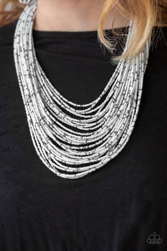 Rio Rainforest - White Seed Bead Necklace