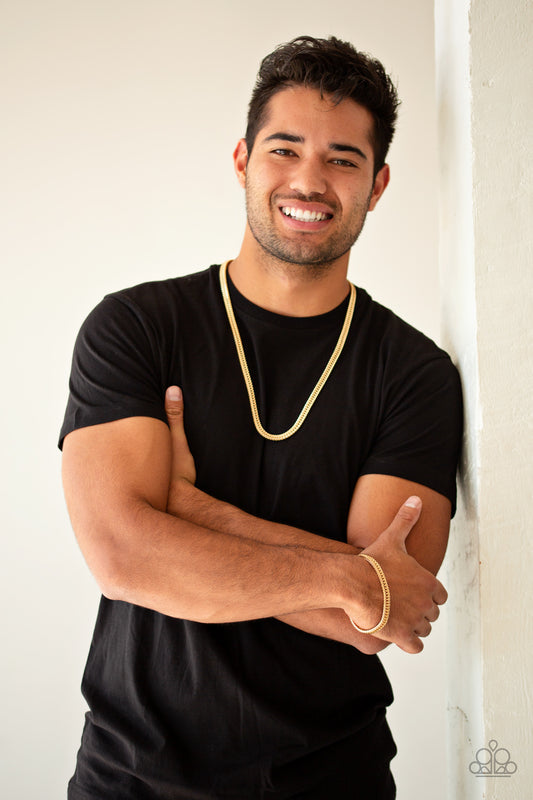 Knockout King - Gold Mens Necklace and Bracelet Set