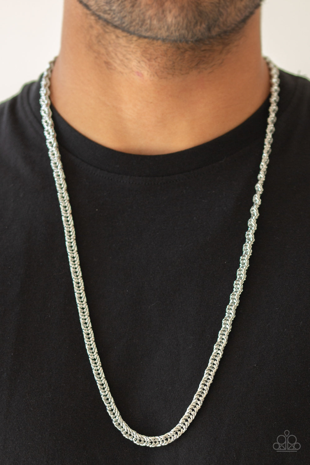 Go Down Fighting - Silver Mens Necklace and Bracelet Set
