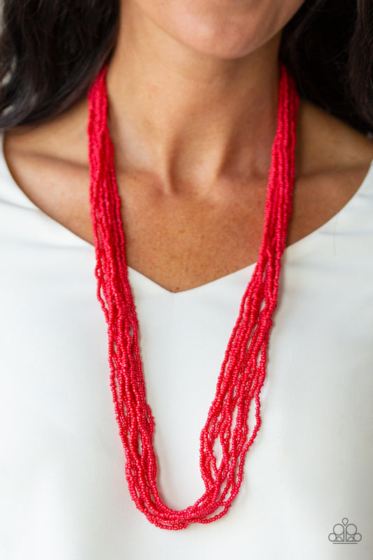 Congo Colada - Red Seed Bead Necklace