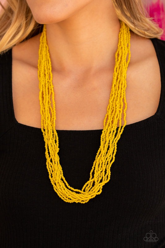 Congo Colada - Yellow Seed Bead Necklace