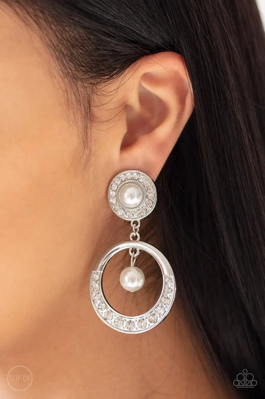 Royal Revival - White Clip-On Earring