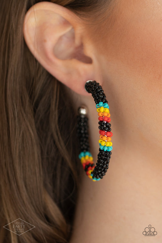 Bodaciously Beaded - Black Hoop Earring (LOP)