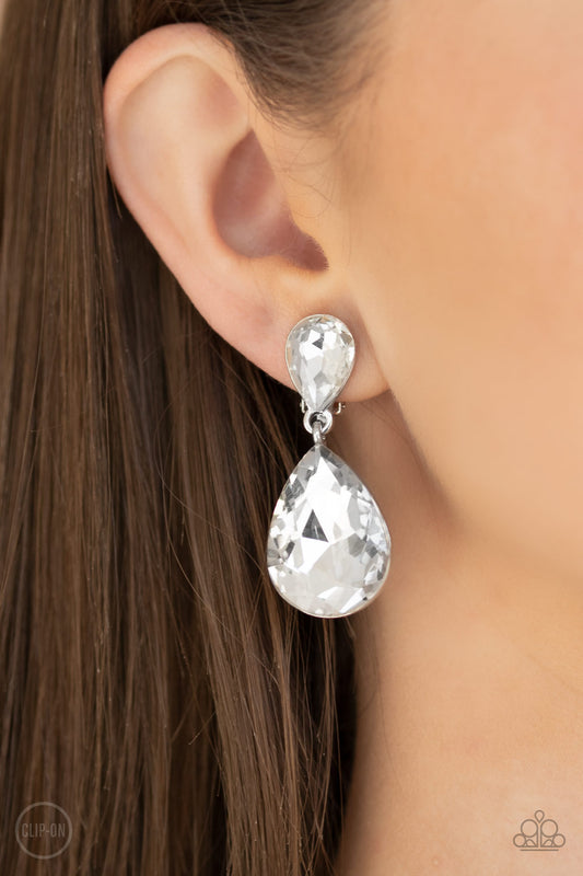 Aim For The MEGASTARS - White Clip On Earring