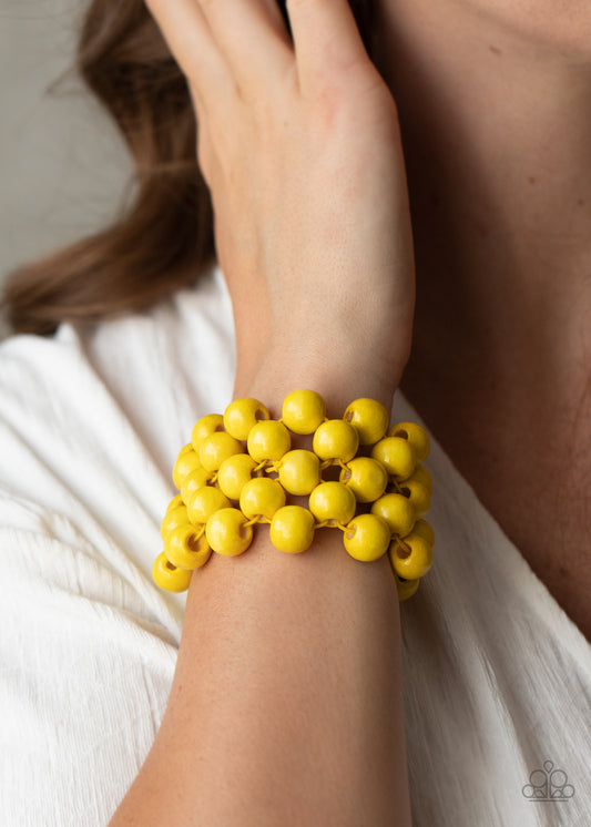 Tiki Tropicana - Yellow Wood Bracelet
