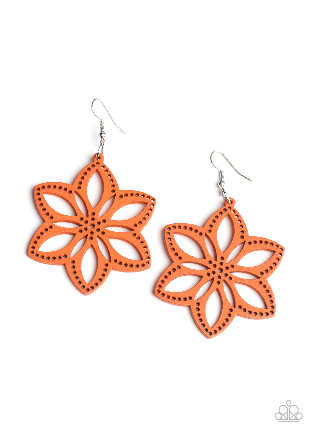 Bahama Blossoms - Orange Wood Earring