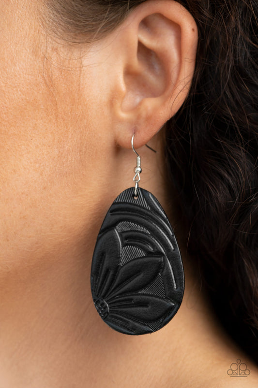 Garden Therapy - Black Leather Earring