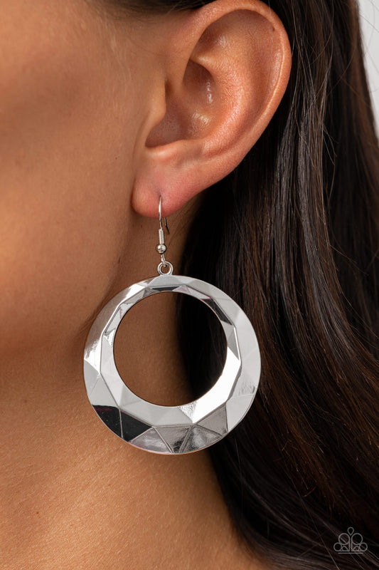 Fiercely Faceted - Silver Earring