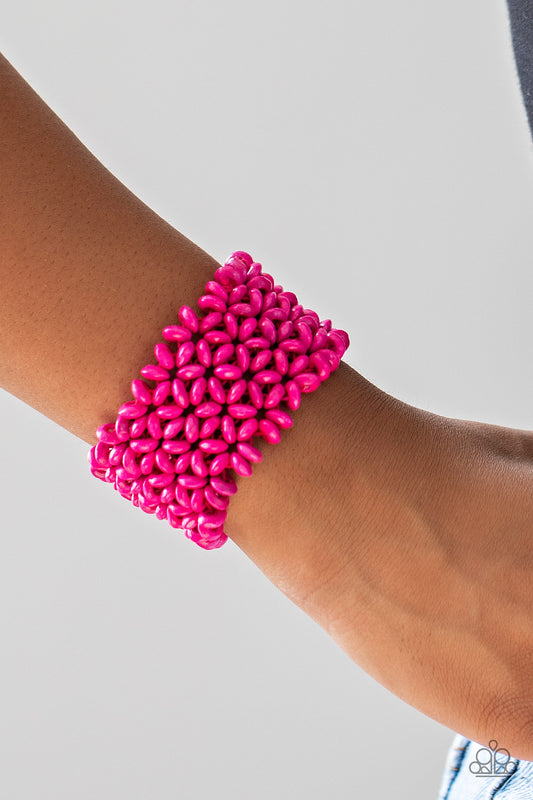 Island Expression - Pink Wood Bracelet