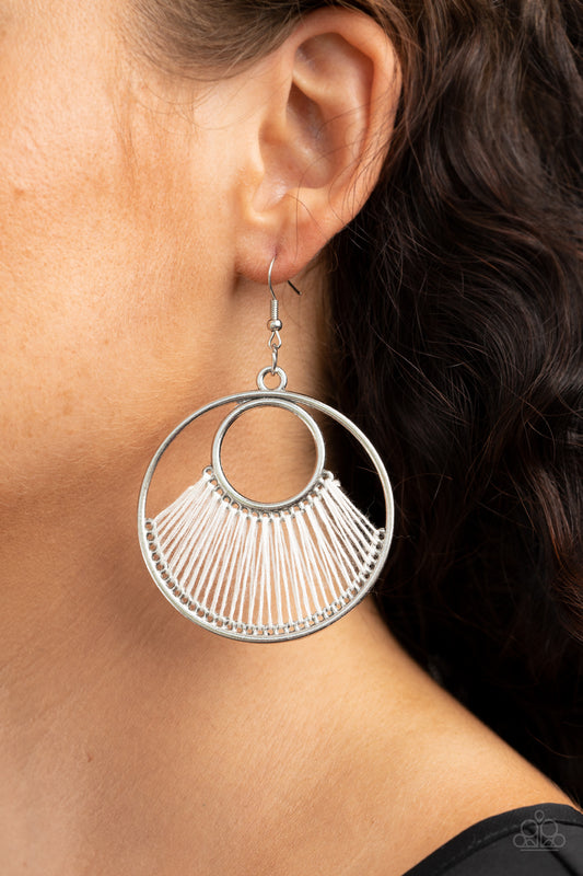 Really High-Strung - White Earring