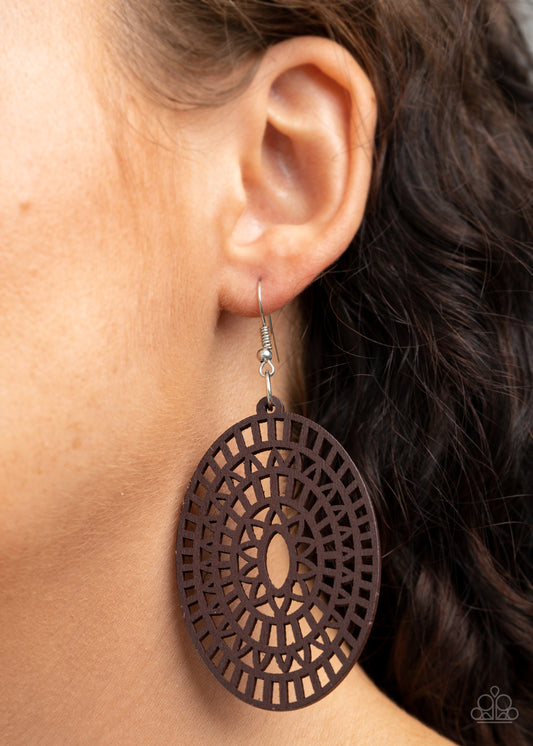 Tropical Retreat - Brown Wood Earring