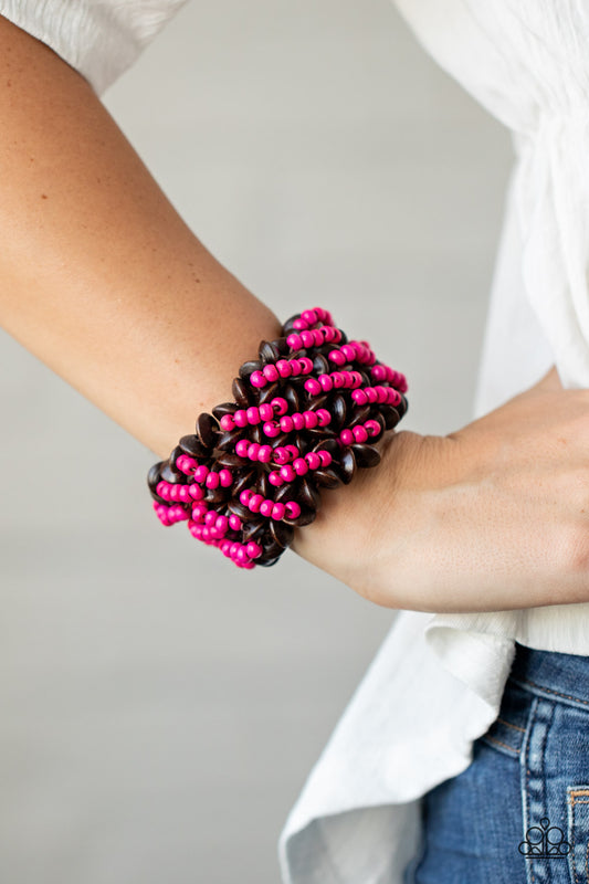 Cozy in Cozumel - Pink Wood Bracelet