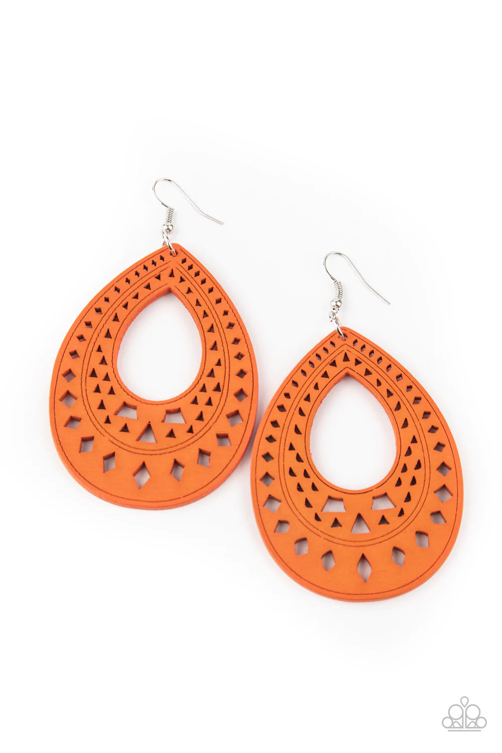 Belize Beauty - Orange Wood Earring