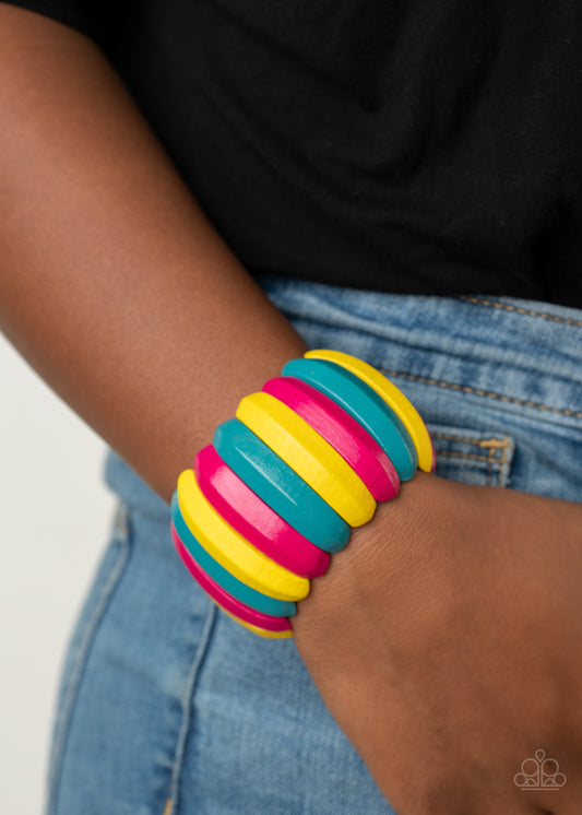 Colorfully Congo - Multi Wood Bracelet