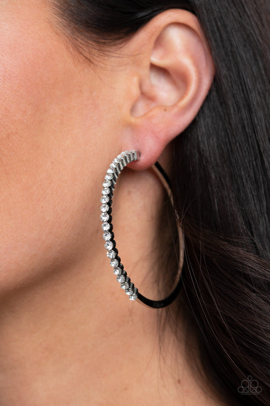 Making Rounds - White Hoop Earring