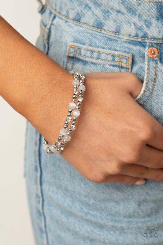 Ethereally Entangled - White Coil Bracelet