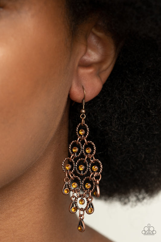 Chandelier Cameo - Copper Earring