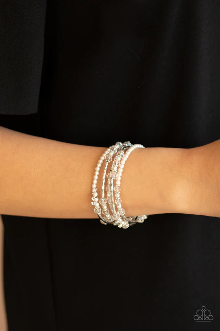 Head-Turning Twinkle - White Coil Bracelet