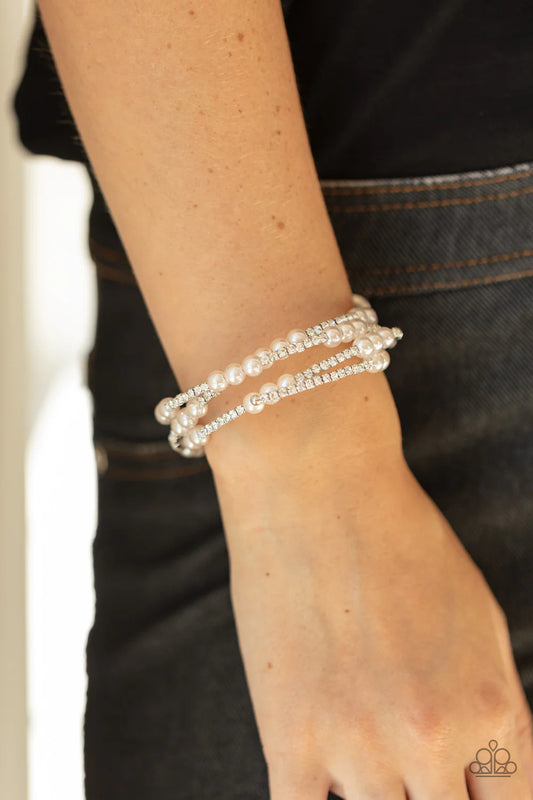 Hollywood Hospitality - White Coil Bracelet