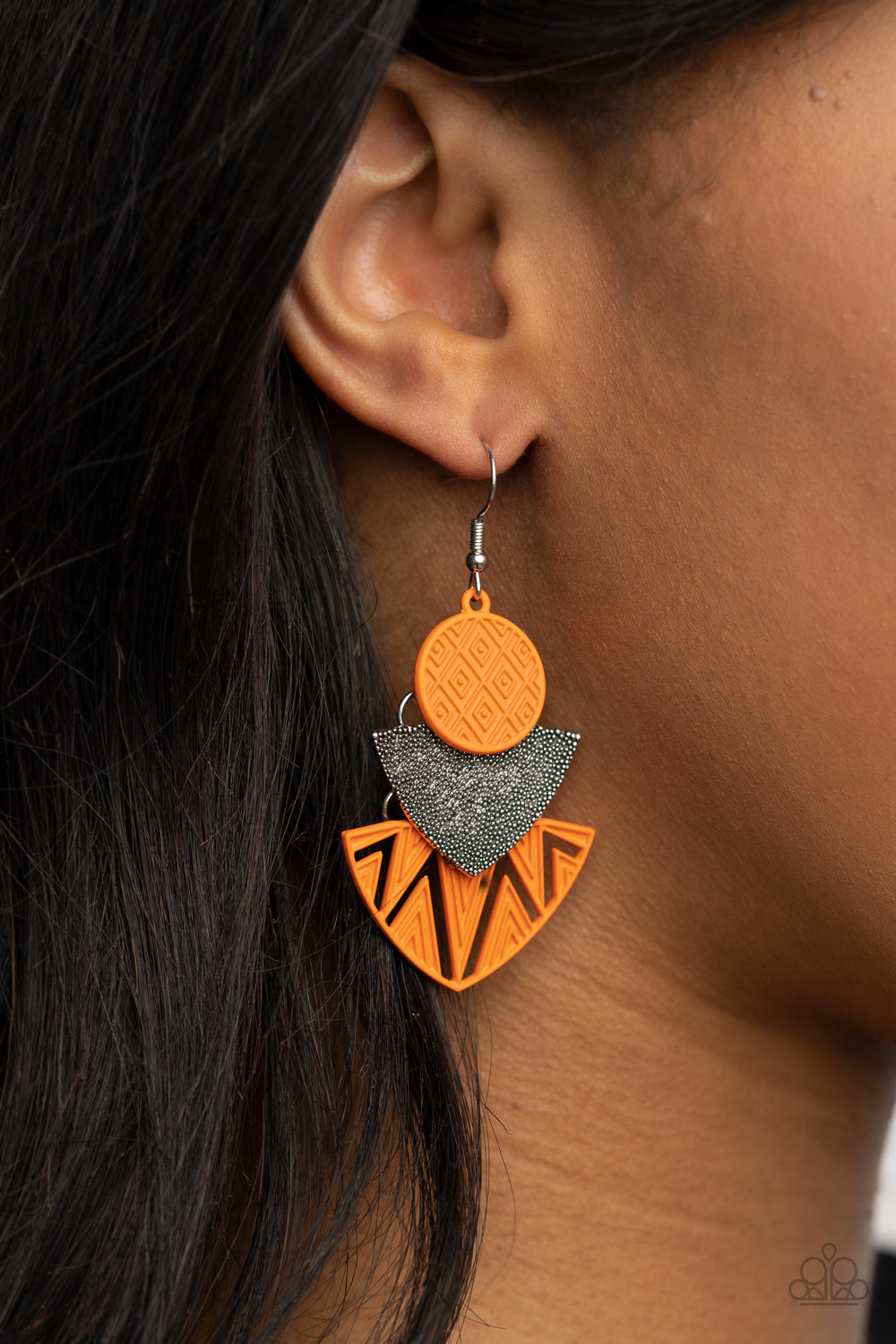 Jurassic Juxtaposition - Orange Earring