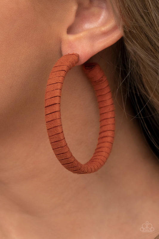 Suede Parade - Orange Hoop Earring